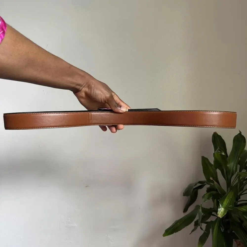 Vintage Steve Madden classic tan leather belt‎ with silver buckle size XL